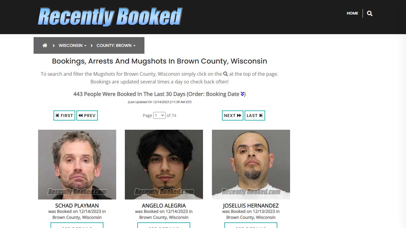 Bookings, Arrests and Mugshots in Brown County, Wisconsin - Recently Booked